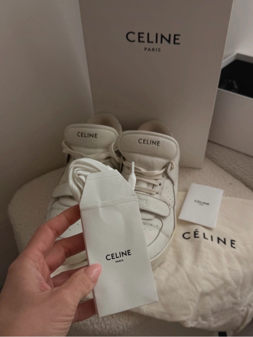 Celine White High-Top Sneakers | Size 40 | Full Set - Picture 7 of 14